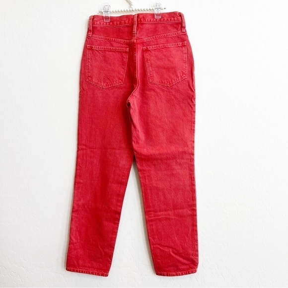 Madewell Women’s Mom Jeans Garment Dyed Edition Red Salmon Ankle 25 - Picture 4 of 8